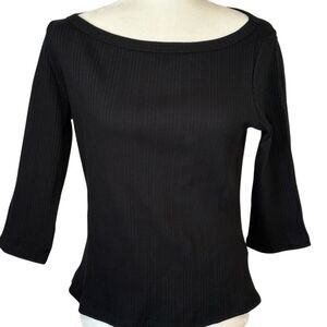 Reformation Black Sweater. 3/4 Length Sleeves. Ribbed Sz XL. Excellent Cond